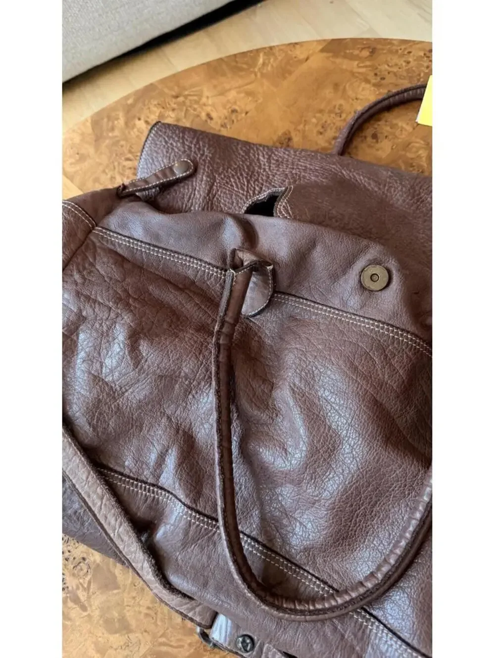 Civico93 Brown Genuine Leather Large Shoulder Bag